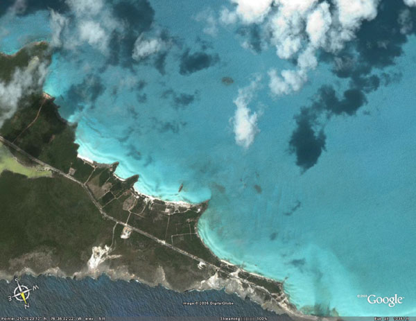 Le isole Bahamas in un'immagine di Google
